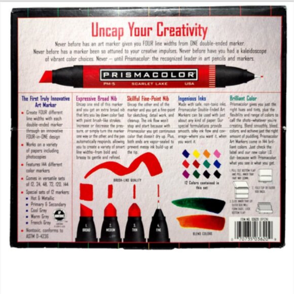 D/C Prismacolor 12 Color Dbl Ended Art Markers in StandingBox w/11 FrenchGray - Picture 6 of 8